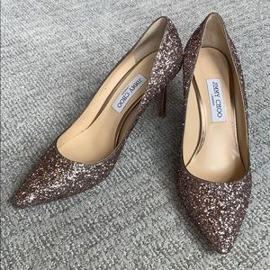 Brand New Rose Gold Glitter Jimmy Choo Heels